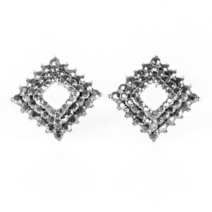 Kensington Keepsake Silver Post Earrings Paparazzi Dazzling Silver Diamond
